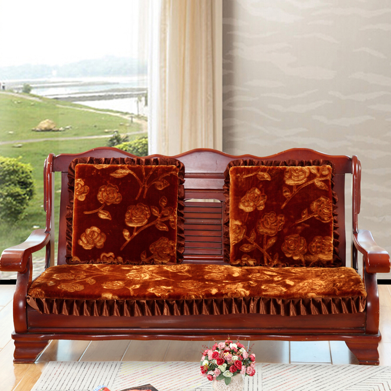 Sofa gỗ rắn sang trọng đệm cao cấp dày chống trượt da sofa gỗ gụ đệm đệm ghế liên bang đệm băng ghế dự bị mùa đông đệm ghế gỗ bằng da
