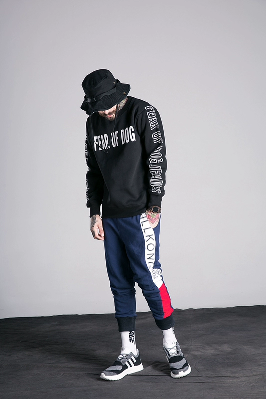 Hàn Quốc oversize cổ tròn BF gió in hip hop đường phố Mỹ giản dị áo hoodie trùm đầu nam và nữ áo hoodie cặp