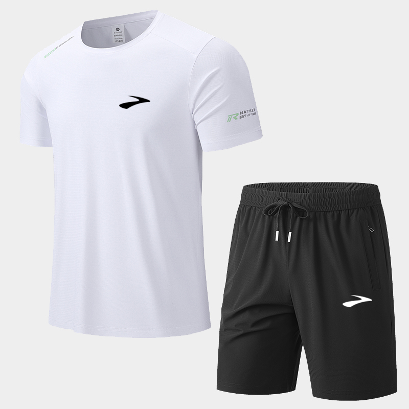 Brooks Quick-Drying Running Sports Suit Men's Youth Short-Sleeved Shorts High School Entrance Examination Sports Training Sportswear