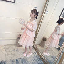 Hanfu girl Summer clothing 2021 New High waist Chinese style Tang dress chiffon short sleeve fairy dress children Costume Princess