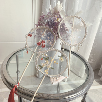 Girl Fan Ancient Wind Childrens Group Fan Baby Fan Embroidery Long Handle Dancing Fan Embroidery Tassel Handmade Fan Summer