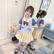 Girls Set Snow White Two Piece Set 2021 New Fashion Western Girl Skirt Childrens Summer Dress