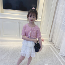 Girls pleated skirt set summer 2021 New Korean version of net red short sleeve pocket top childrens fashion two-piece set
