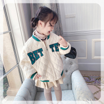 Ran Ran girl baseball uniform 2021 autumn and winter New Sports Leisure female baby winter dress thick childrens coat