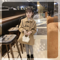 Ran Ran girl red woolen coat 2021 New Korean version of academy style thickened childrens autumn and winter woolen coat