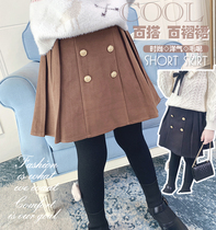 Rans skirt girl Autumn Winter skirt 2021 new khaki skirt double-breasted children pleated skirt