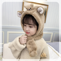 Ran Ran childrens scarf 2021 Winter new cartoon warm three-dimensional ear cross wearing girls scarf