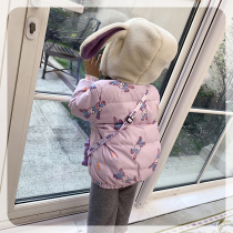 Ran Ran Ran girl down jacket 2021 New Baby star Dailuo childrens clothing short cartoon rabbit ear childrens coat