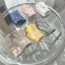 Childrens gloves 2021 new winter cute little girl cartoon thick warm girl five finger gloves