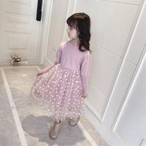 Girls autumn dress 2021 new fashion butterfly long sleeve pink little girl tutu children princess dress