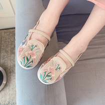 Girls Hanfu shoes Childrens net shoes 2021 summer new baby embroidered shoes cloth shoes Chinese style shoes breathable