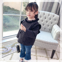 Ran Ran Ran girl cotton-shaped Plaid 2021 early winter new wooden ear thick winter clothing warm childrens cotton coat