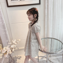 Girl dress Mori summer new style 2021 little girl retro short-sleeved fairy dress childrens skirt