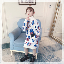 The girl sweater Christmas one velvet 2021 new childrens wear long plus velvet high neck childrens sweater