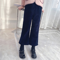 Girl plus velvet pants corduroy 2021 autumn and winter straight pants thick childrens cotton pants a pair of winter