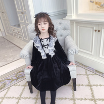 Girl dress autumn 2021 New style Heben style skirt Autumn Winter lace children princess dress