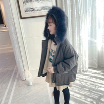 Ran Rans winter womens coat winter 2021 New style girls Parker short thick plus velvet childrens winter clothes