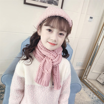 Girl Scarf autumn and winter New 2021 fashion foreign girl solid color warm knitted childrens scarf