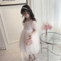 Girls summer princess dress puffy gauze 2021 new fashion foreign style small floral skirt children dress short sleeve