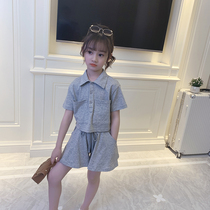 Girls Sports Set Summer New Korean Tide 2021 Fashion Leisure Short Sleeve Childrens Shorts Two Piece Summer