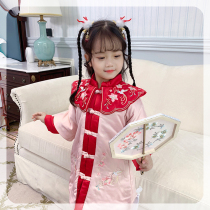 The girl Hanfu winter clothes 2021 New Chinese style festive Chinese New Year baby dress red Tang dress