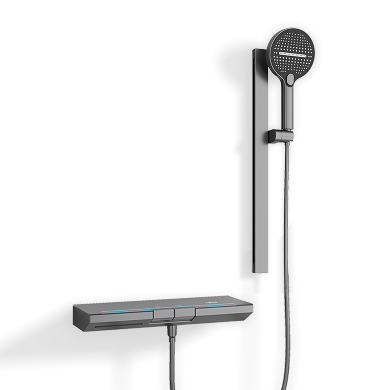 German Minimalist Shower Set for Home Use, All-Copper Shower Faucet with Adjustable Hot and Cold Water, Topless Waterfall Spout