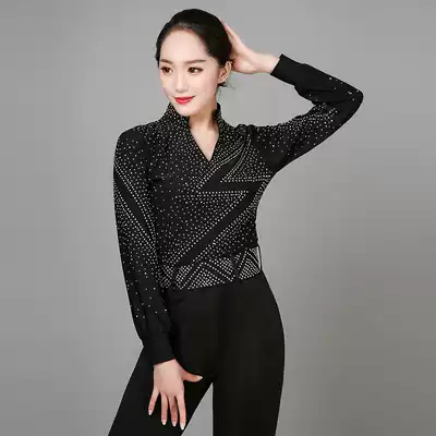Women's Latin dance costume costume adult jitterba modern dance jacket practice suit long sleeve three steps step on the new