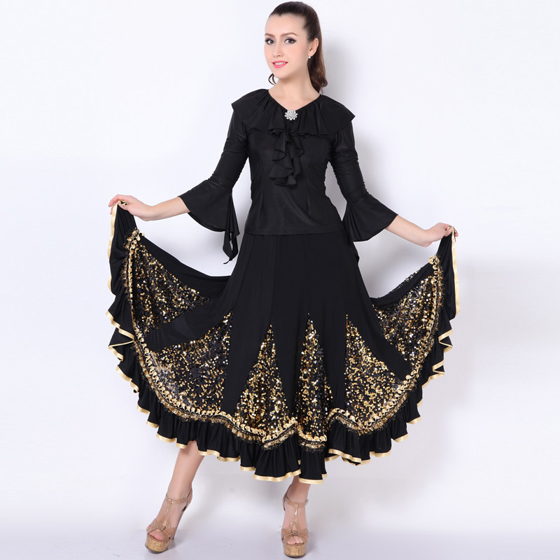 Morden Dance Dress Latin Dance Dress Social Dance Dress Practice Skirt Large Hem Skirt Practice Skirt National Mark Dancer Dress Halfdress