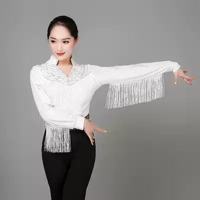 2018 Women's Latin dance costume costume costume adult competition uniform modern dance jacket practice suit long sleeve New
