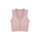 Ouyang Xi <Cookie Berry Powder> Spring Simple Solid Color Sleeveless Vest Women's Fashion Slim Slim Vest Set