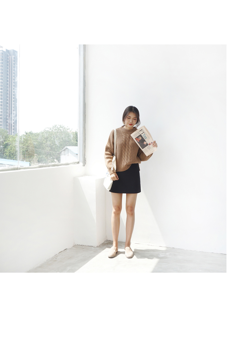 Mùa thu đông không gian mới cotton cao eo thon váy Han Fan màu đen hoang dã túi hông bước váy chic chân váy công chúa