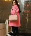 Quần áo thu đông 2015 mới của phụ nữ Hàn Quốc dài tay cổ áo búp bê màu hồng trong chiếc áo khoác len dài áo khoác len - Áo Hàn Quốc