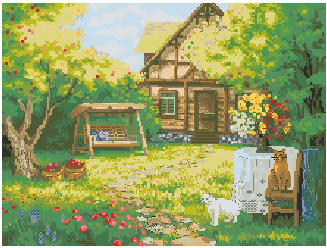 Riolis 1845 Countryside Villa Cross Stitch Redrawing Source File XSD-Taobao