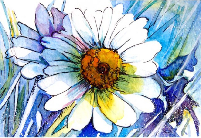 HH004 HAE Cross embroidered black and white drawings sunflower