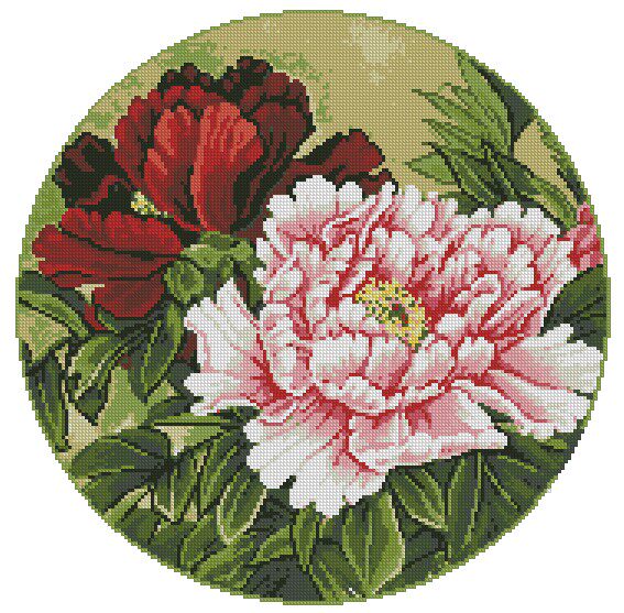 8498 Peony 1 flower cross stitch figure redraw source file XSD