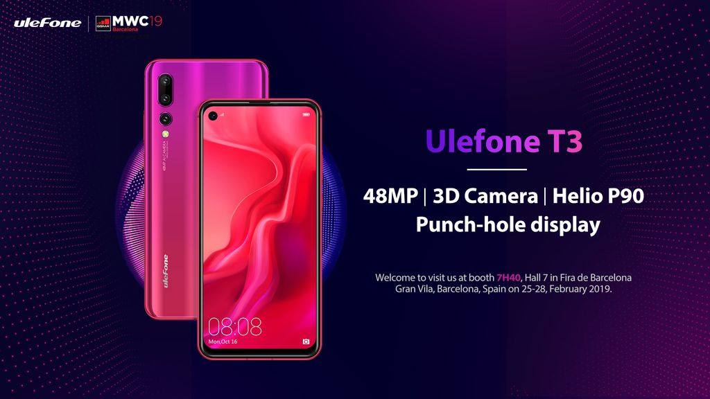 ULEFONE T3与钻孔屏新机将亮相MWC 2019。