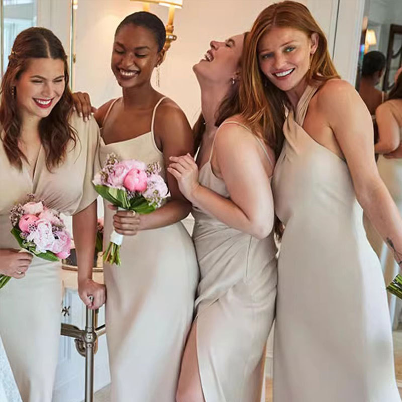 Elegant Bridesmaid Dress, High-End Satin Silky Niche Design, Sister Group Combination Style Bridesmaid