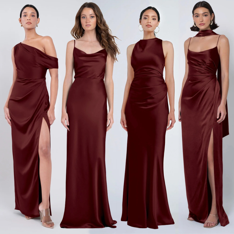 Bridesmaid Dress, Classy, Light Luxury, Elegant Satin Sister Group Wedding Dress, Slim Fit, Slimming, Burgundy Bridesmaid Dress Bridesmaid Dress, Classy, Light Luxury, Elegant Satin Sister Group Wedding Dress, Slim Fit, Slimming, Burgundy Bridesmaid Dress