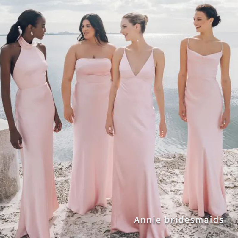 Pink Bridesmaid Dress, Satin, High-End, Niche Sister Group Slip Dress, New Summer Style, Can Be Worn Daily, Evening Dress