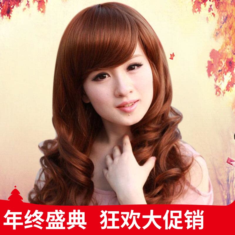 假发女长卷发大波浪短发短卷发蓬松斜刘海逼真女士中长卷发梨花头