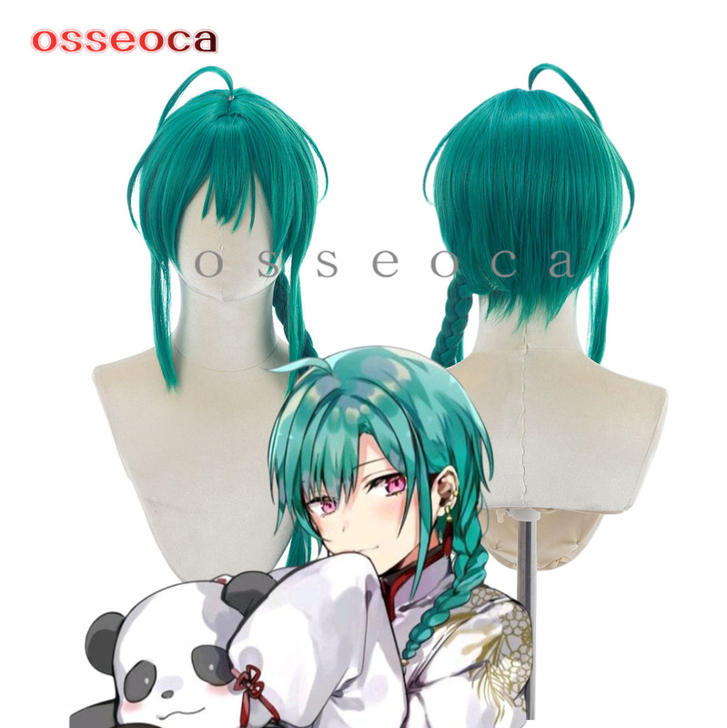 Virtual Streamer Vtuber Rainbow Society Fumizumi Katsuki Nao Oshiroi Reo Vincent Green Fairy Cosplay Wig