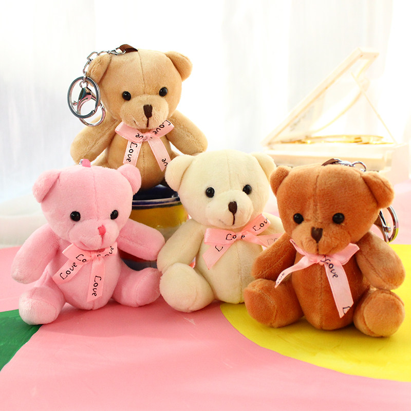 Cute bear plush toy Bow tie Bear keychain doll Korean girl heart bag pendant Super cute girl