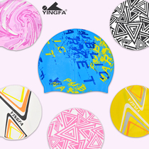 Yingfa printed swimming cap waterproof mens and womens childrens adult fashion silicone swimming cap comfortable hair care tide brand