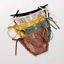 Underwear Women's Mesh Sexy Sexy Belt Traceless Women's Lace Sexy Transparent Strap Hollow Low Waist Briefs