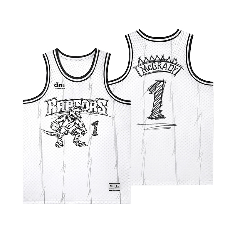 [25Th Anniversary Edition] Ant's Updated Raptors Tracy Mcgrady Jersey Sketch Hand-Drawn Retro Mesh Basketball Jersey
