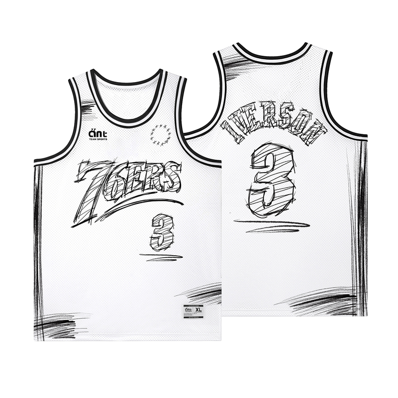 [Return] Ob Modified Version Ai Feicheng 76 People Sketch Hand-Painted Jersey Retro Large Mesh Basketball Vest