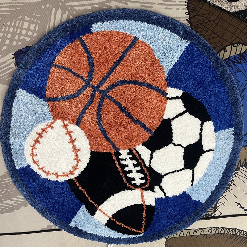 Children's Room Boy's Bedroom Round Carpet Football Basketball Reading Area Study Desk Study Computer Chair Floor Mat Children's Room Boy's Bedroom Round Carpet Football Basketball Reading Area Study Desk Study Computer Chair Floor Mat