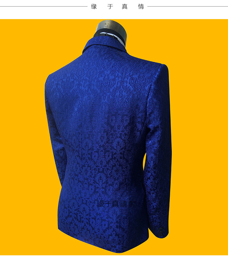 New Slim Suit Suit Thêu Hàn Quốc Đen Cổ áo Hoa tối Màu đen Đỏ Xanh Nam Ca sĩ Siyi tổ chức biểu diễn áo vest nam cao cấp