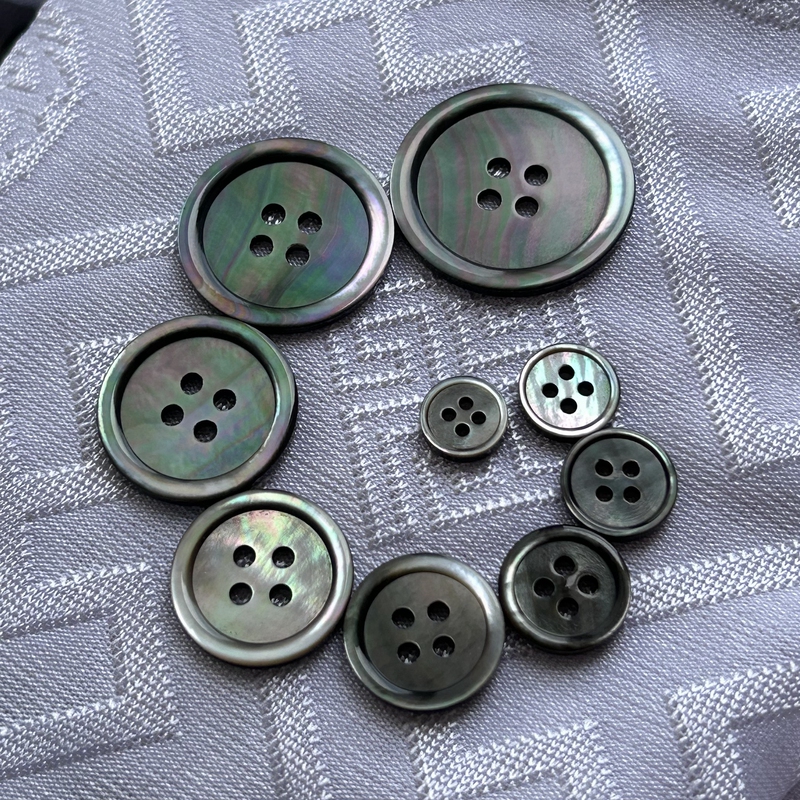 French Black Mother-Of-Pearl Buttons, New Thickened Version with Fine Edges, Dazzling Deep Seven-Color, High-End Versatile Natural Mother-Of-Pearl Buttons