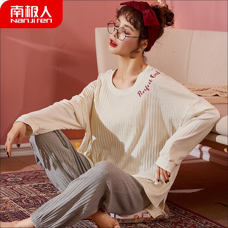 South Pole Sleepwear Woman Long Sleeve Spring Autumn Winter Pure Cotton Extras Lady Net Red Pops 2022 All-cotton Home Gun